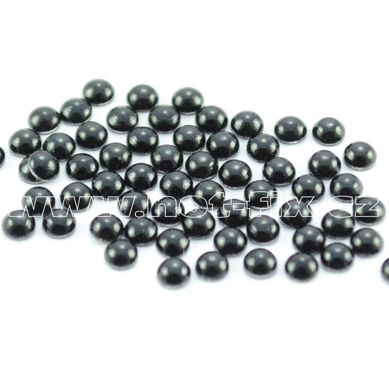 Hot-fix kamínky perly barva ČERNÁ 4 mm