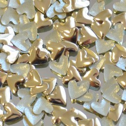 Kovové hot-fix kamínky tvarové - srdce zlaté 6 × 6 mm