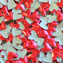 Kovové hot-fix kamínky tvarové - srdce červené 6 × 6 mm